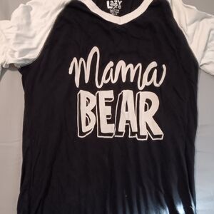 Lazy One Black and White Mama Bear Kids Tee